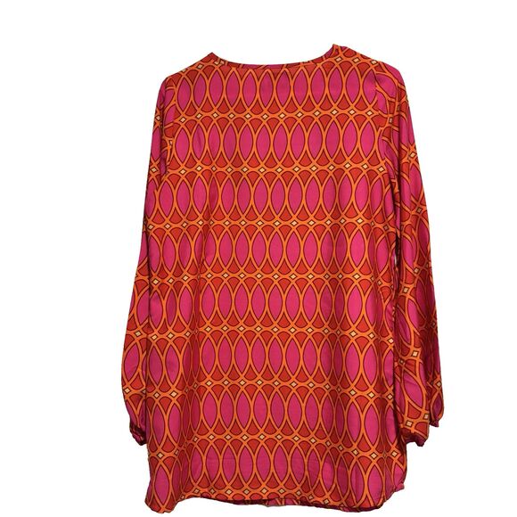 MUDPIE Embroidered Colorful Pink Orange Gold Balloon Sleeve Cover Up Tunic Sz S - Picture 2 of 7